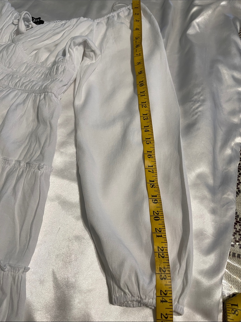 Trixxi White Peasant Tiered Long Sleeve Dress - Picture 7 of 8